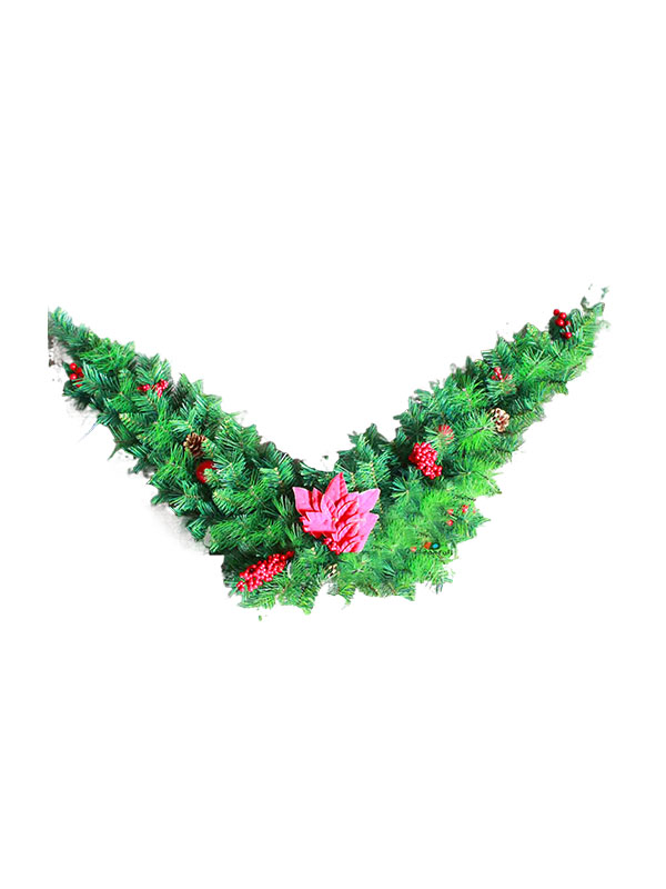 花飾り付き人工クリスマスガーランド